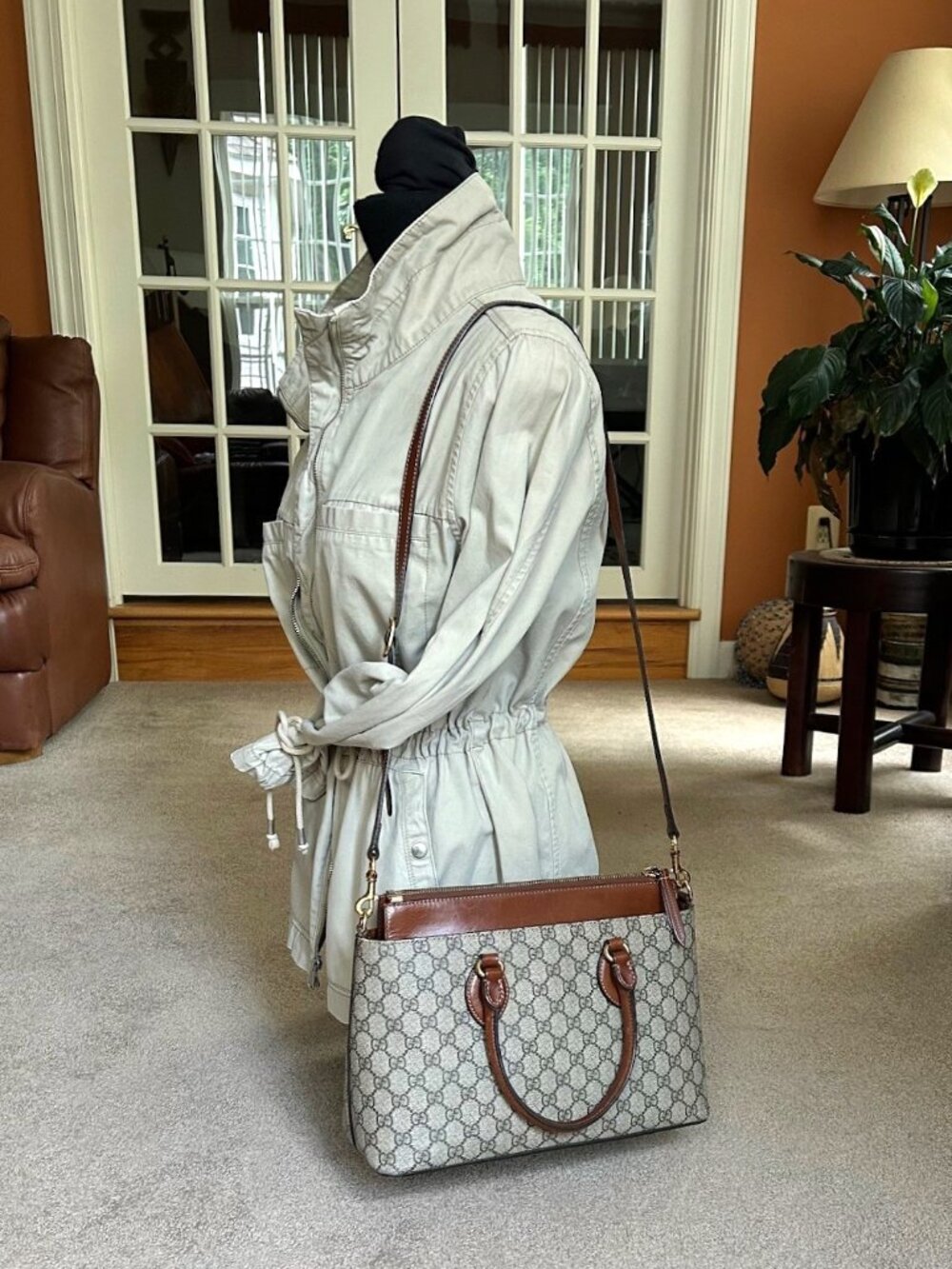 GUCCI GG Supreme Monogram Calfskin 2 Way Shoulder Bag